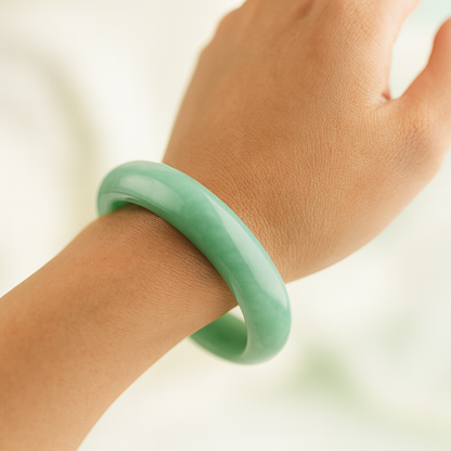 Jade Eternity - Harmony & Prosperity Jade Bracelet (Genuine Myanmar Jadeite Bangle)