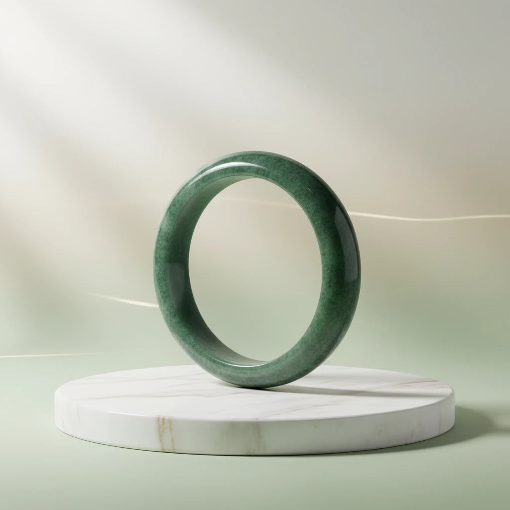 Jade Eternal - Genuine Myanmar Green Jadeite Bangle