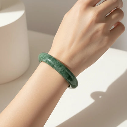 Jade Eternal - Genuine Myanmar Green Jadeite Bangle